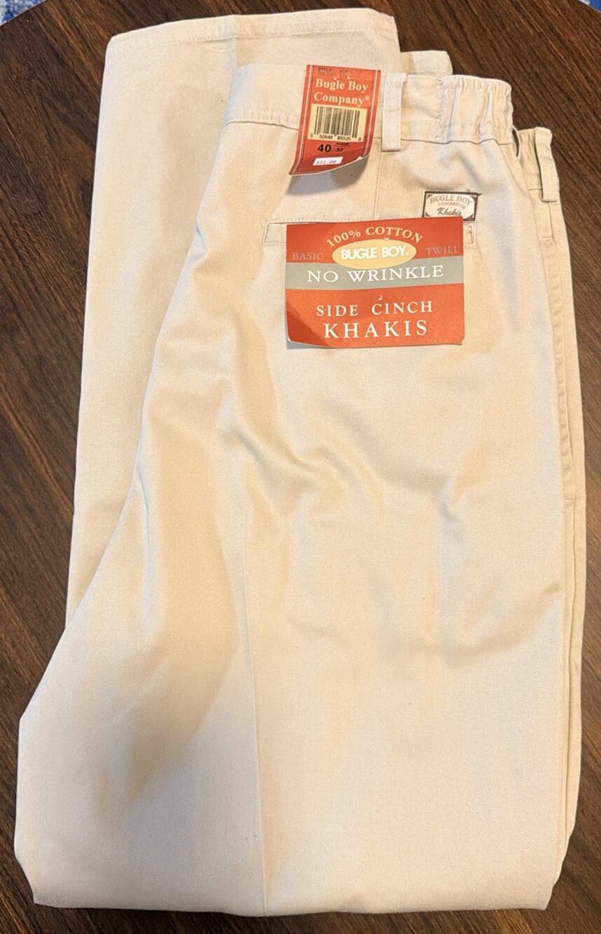 Bugle Boy Company Men’s 40x32 Side Cinch Khakis - New